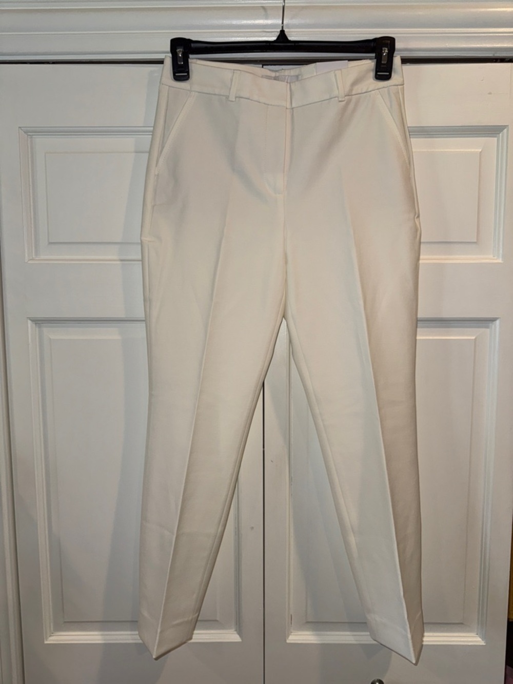 White House Black Market Cream Tailored Slim Trousers